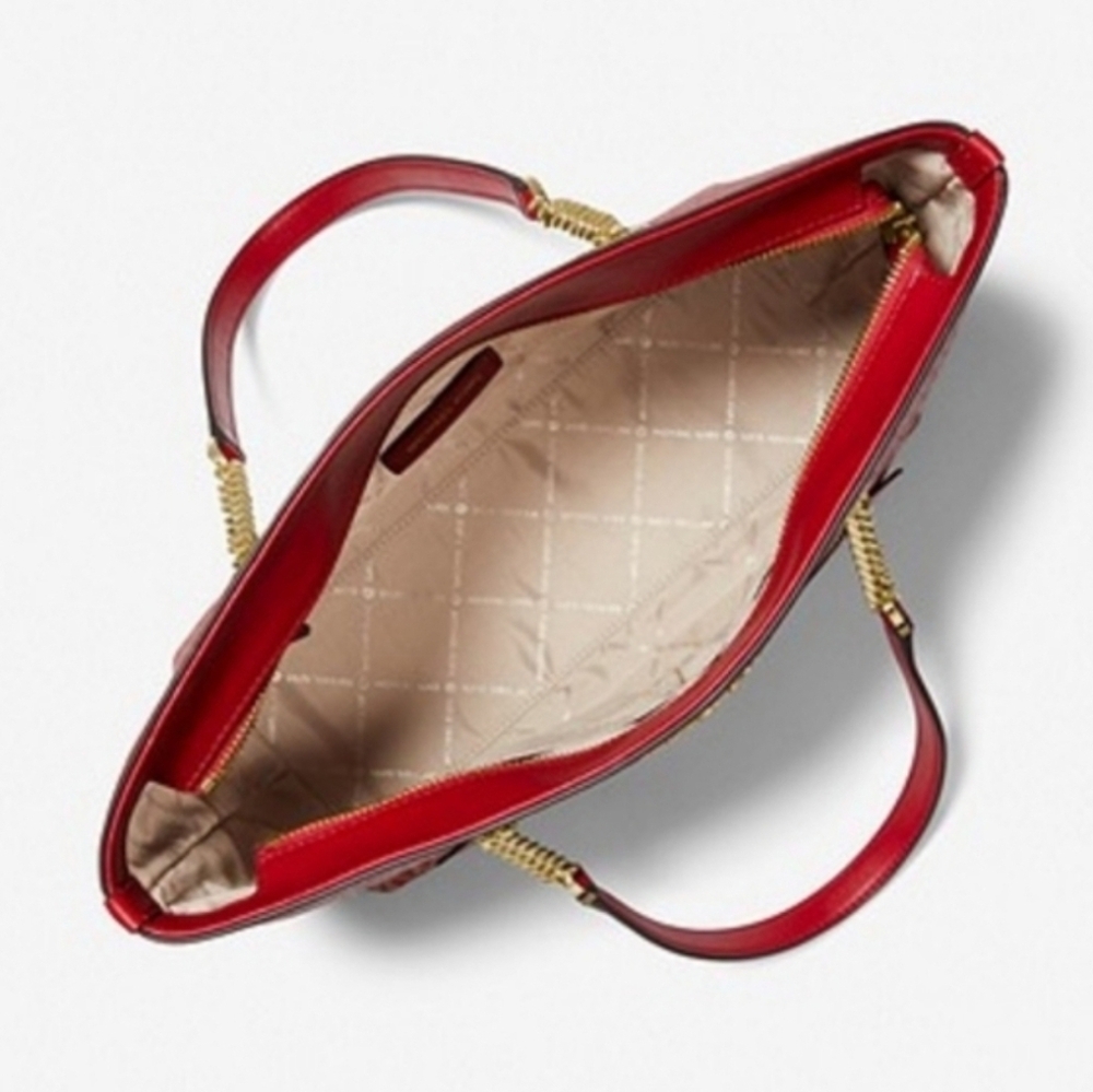 Michael Kors Jet Set Logo Medium Red Shoulder Bag - Picture 6 of 11
